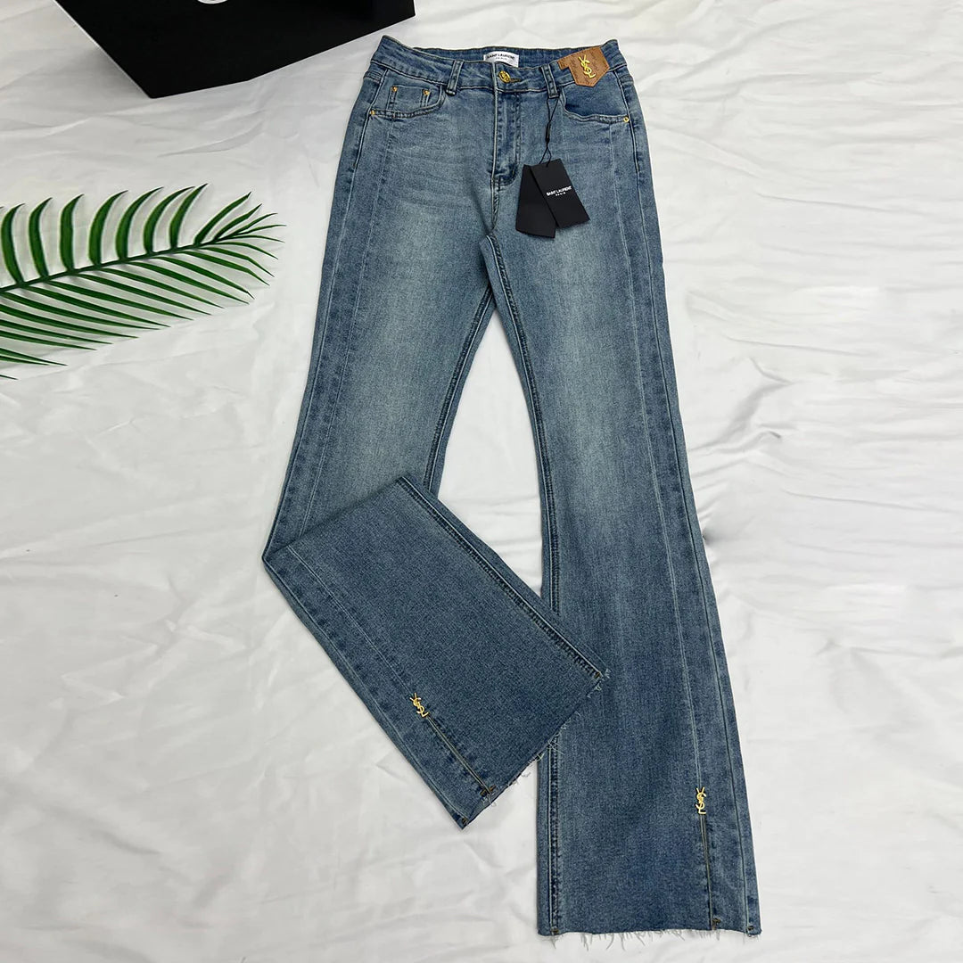 Versatile and fashion split micro flared pants 1024032507