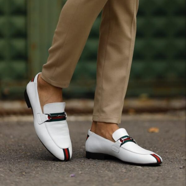 Men's Classic Dress Shoes White Penny Loafer