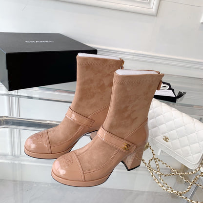 CNL Fashionable Leather and Suede Boots 0724102318