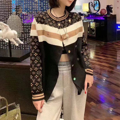 lvv Monogram logo knitted cardigan jacket 0724112502