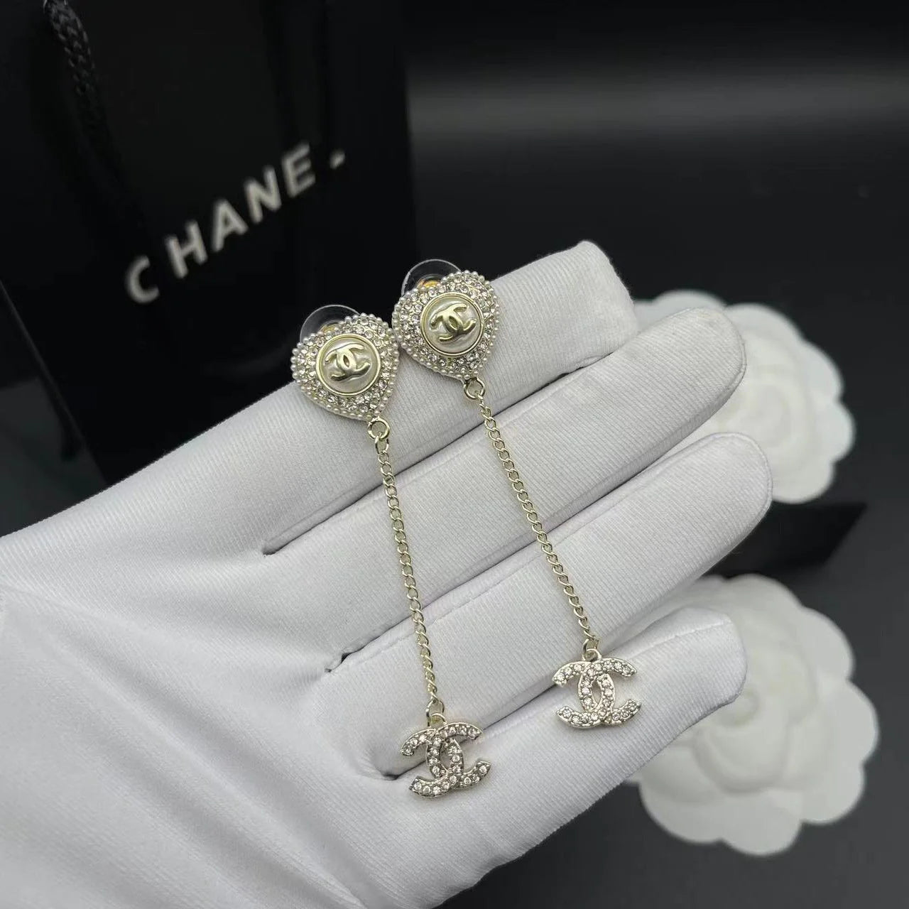Fashionable Tassel Full Diamond Earrings 1024010313