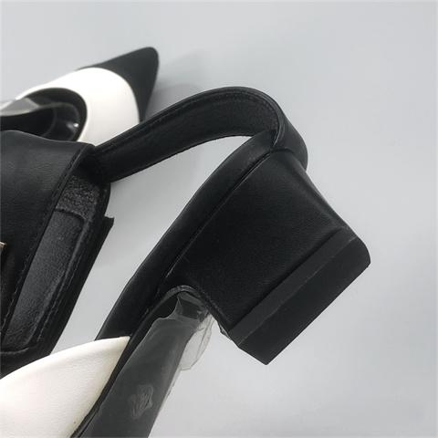 New Color Matching Pointed Shoes Velcro Shallow Thick Heel Women's Shoes 1024032522
