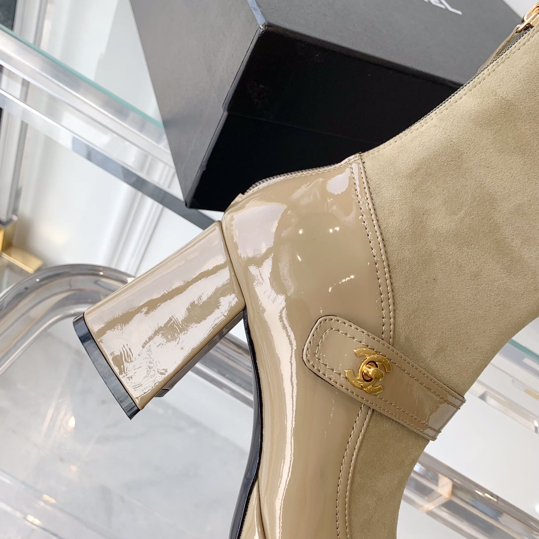 CNL Fashionable Leather and Suede Boots 0724102318