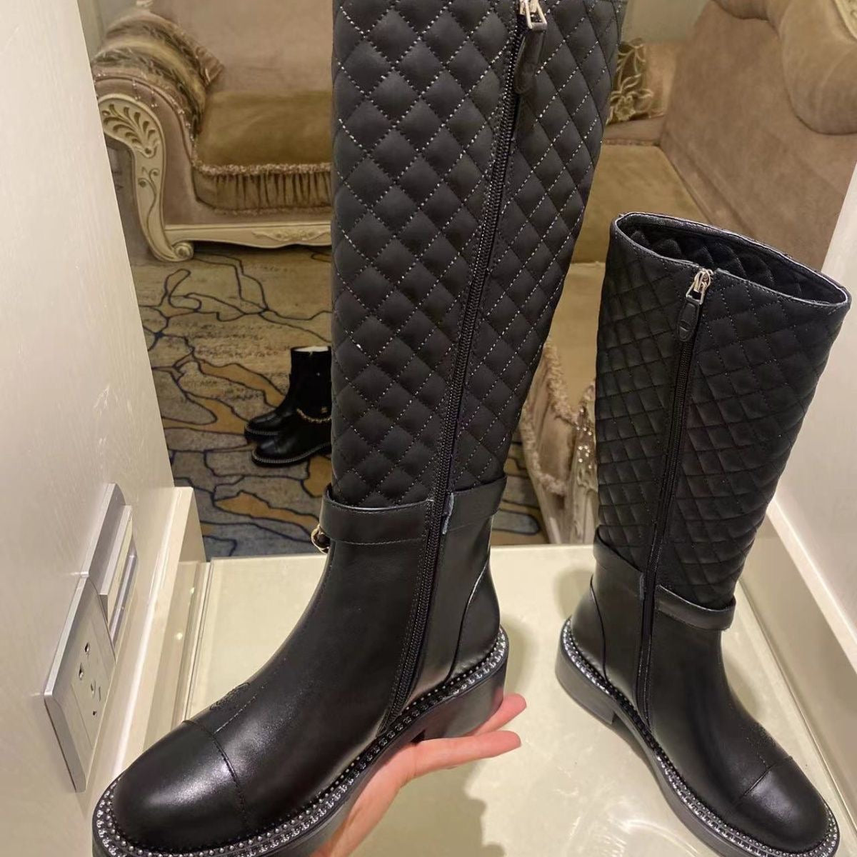 CNL rhombus metal chain boots 1824092702