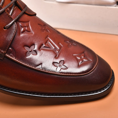 LVV high-top printed business leather shoes 0724120515