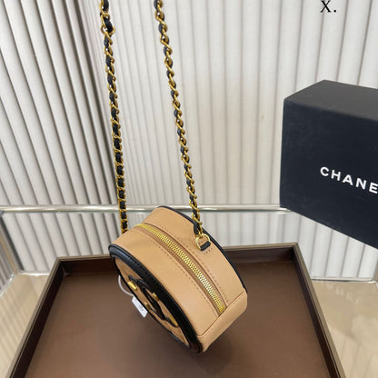 Brown Retro Small Round Cake Bag WLFBG23021722