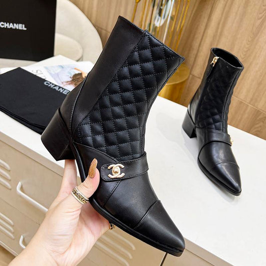 New Fashion Classic Lingge Cowhide Short Boots 1023121405