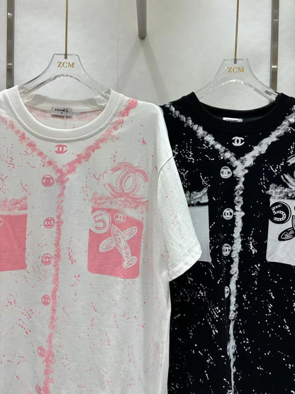 New Round Neck Color Long Letter Embroidery Short Sleeve 1024050912