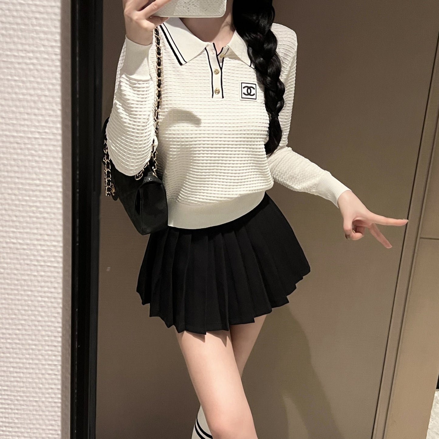 CNL Stand collar knitted long sleeve sweater 0724090303