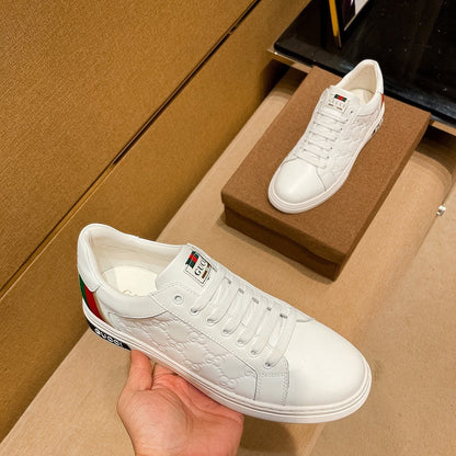 White leather  print sneakers