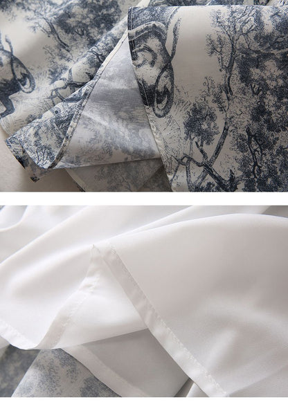 New Standing Collar Printed Large Swing Long Dress 1024030413