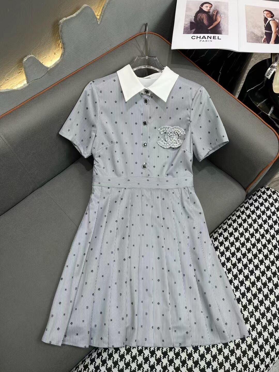 New Full Print Fashion Casual Short Sleeve Dress 1024041106