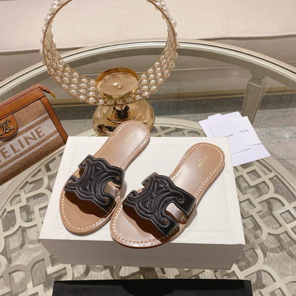 CLN Fashion Leather Flat Slippers 0725041401