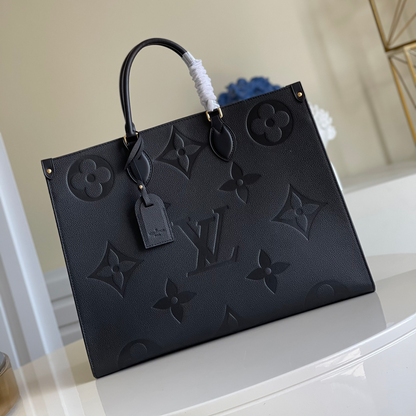 Handmade Leather Handbag On The Go Black Empreinte GM