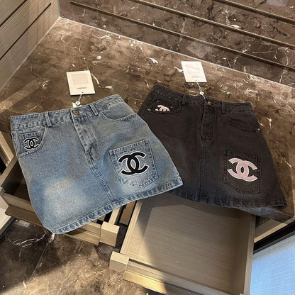 New Fashion Versatile High Quality Embroidered Denim Skirt 1024022903