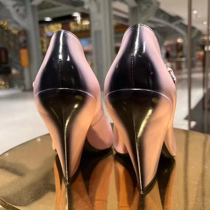 New Retro Shallow Mouth Pointed Mary Jane Single Shoes 1023122808