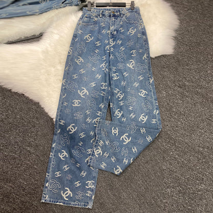 CHA New Versatile Printed Casual Jeans for Women 1025042102