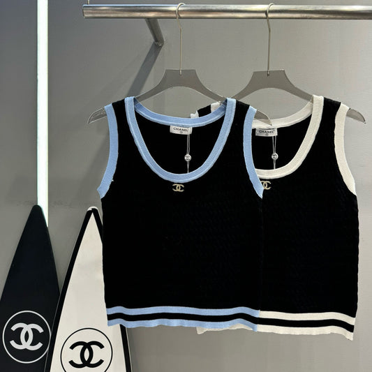 CH new twist knitted vest with contrasting colors fb0424091108