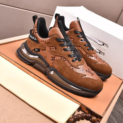 Brown Color Block Cushion Sole Sneakers