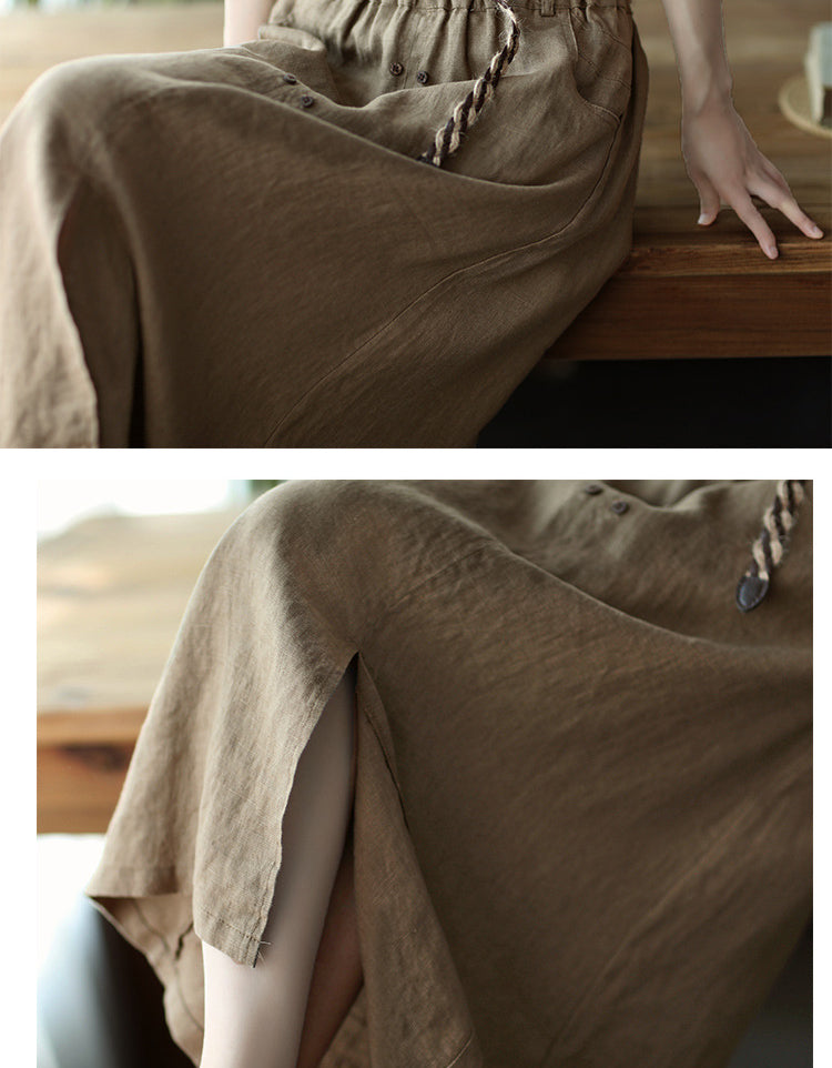 Front Buckle Elastic Waist Skirt