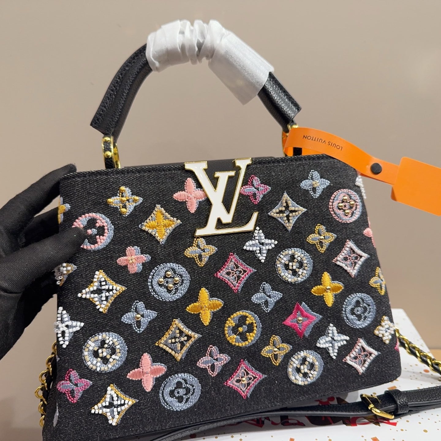 Denim Embroidered Tote Bag 1025092306