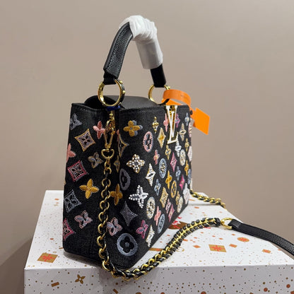 Denim Embroidered Tote Bag 1025092306