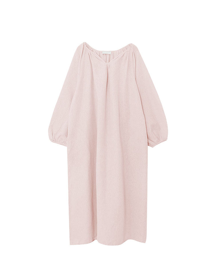 Long sleeves Comfortable Loose Cotton Linen Dress