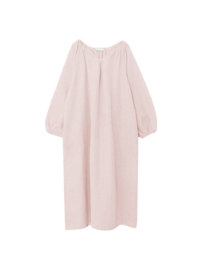 Long sleeves Comfortable Loose Cotton Linen Dress