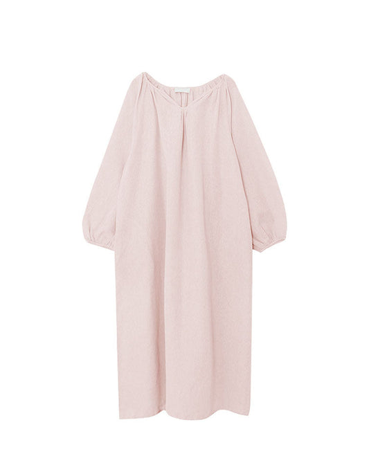 Long sleeves Comfortable Loose Cotton Linen Dress
