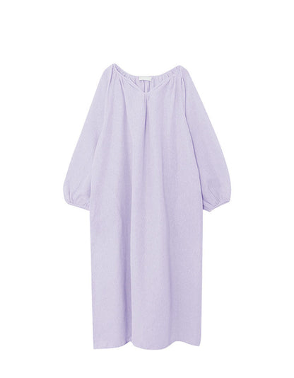 Long sleeves Comfortable Loose Cotton Linen Dress
