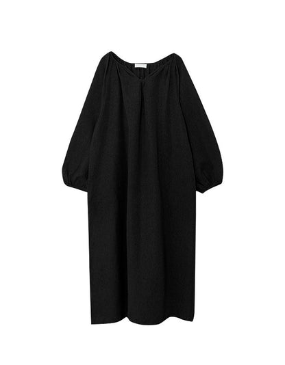 Long sleeves Comfortable Loose Cotton Linen Dress