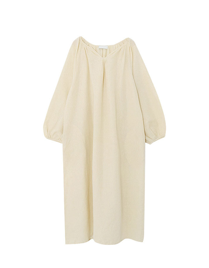 Long sleeves Comfortable Loose Cotton Linen Dress