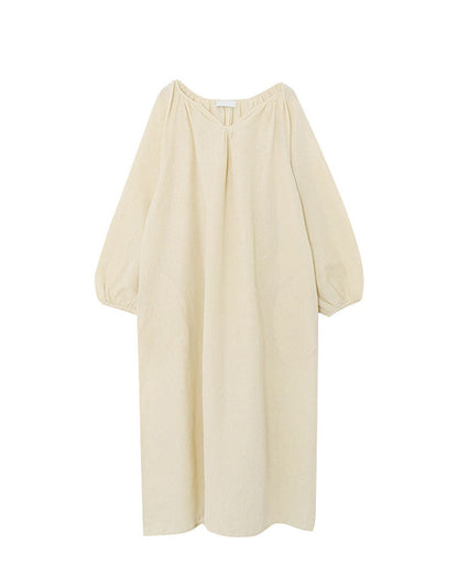 Long sleeves Comfortable Loose Cotton Linen Dress