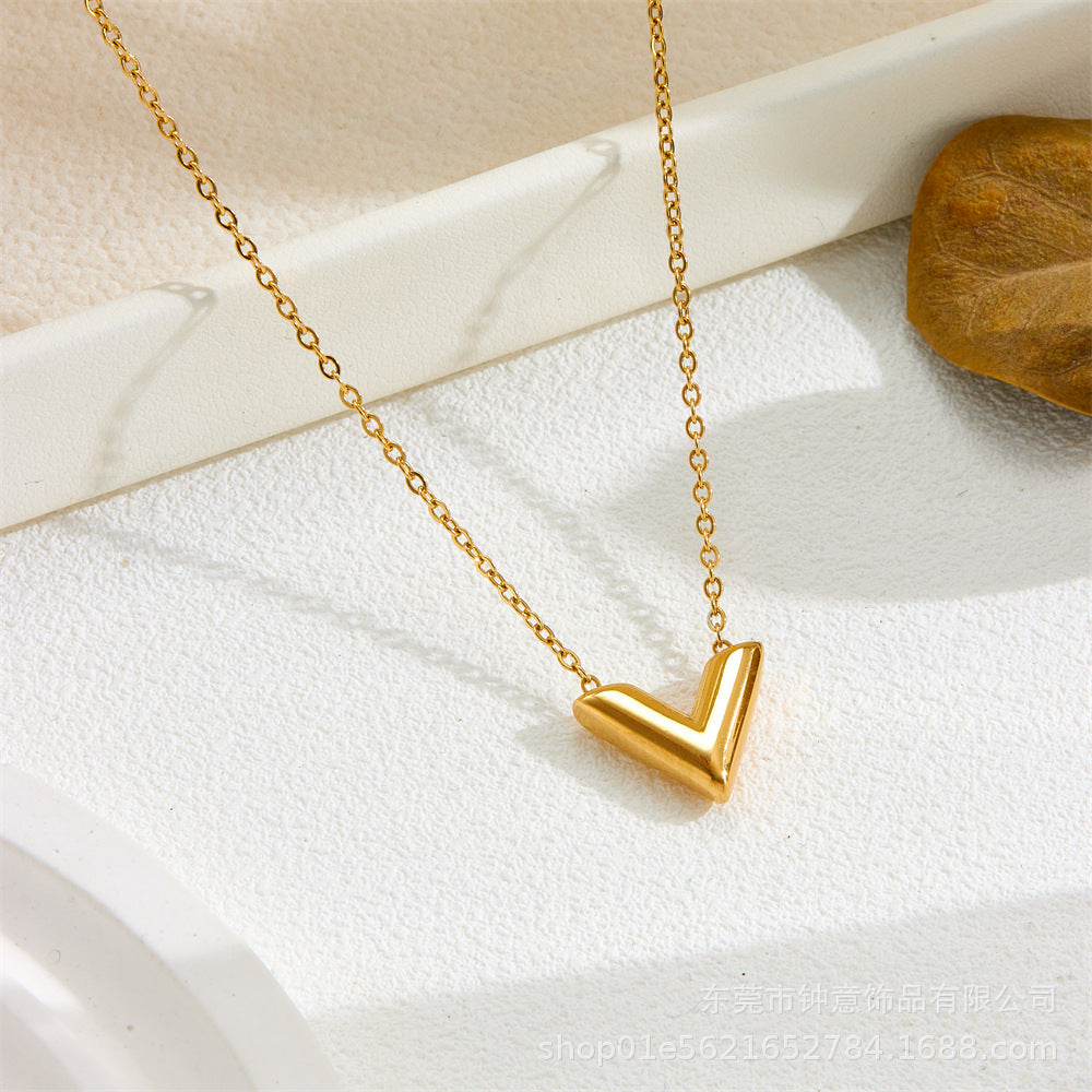 Titanium steel colorless necklace 2025081301