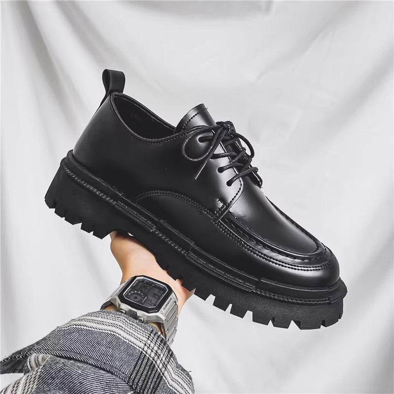 Black British-style small leather shoes 2025080707