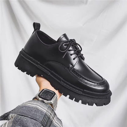 Black British-style small leather shoes 2025080707
