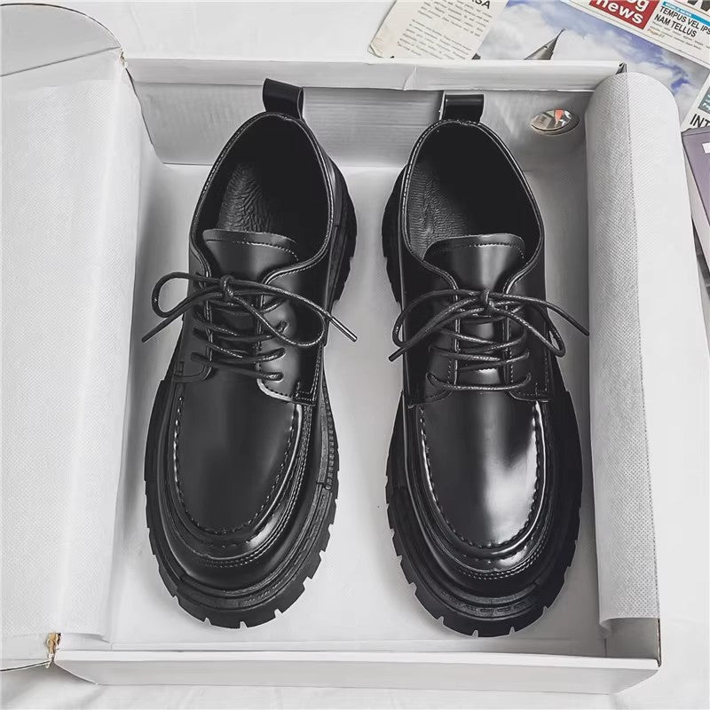 Black British-style small leather shoes 2025080707
