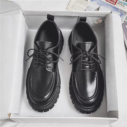 Black British-style small leather shoes 2025080707