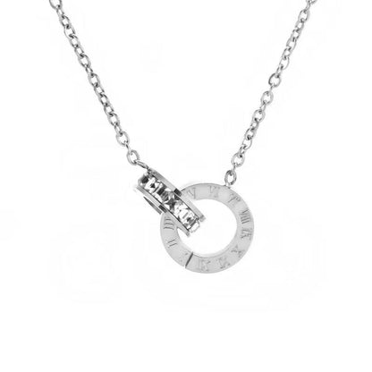 Roman double ring necklace, titanium steel necklace 2025081203