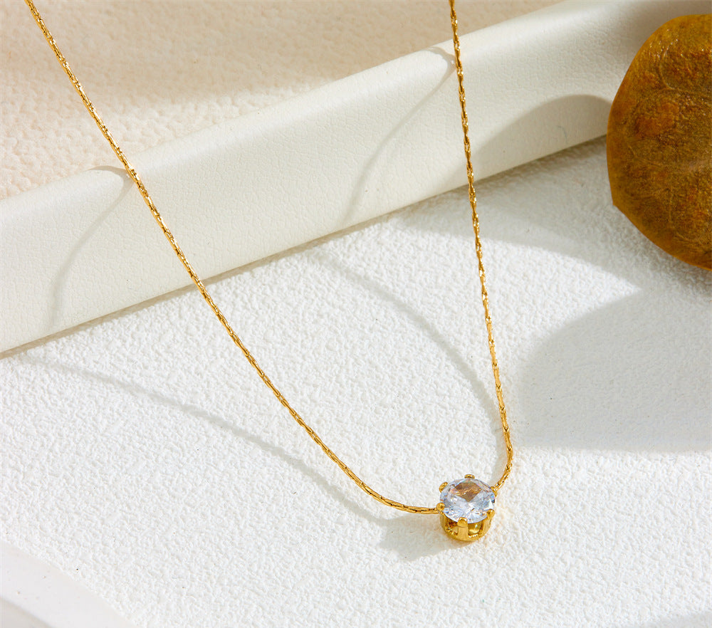 Titanium steel colorless necklace 2025081301