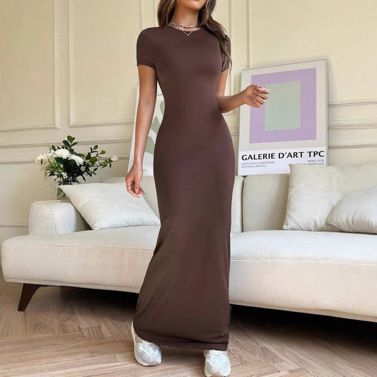 Women'S Style Slim Short-Sleeved Hot Girl Arm-Packing Dress