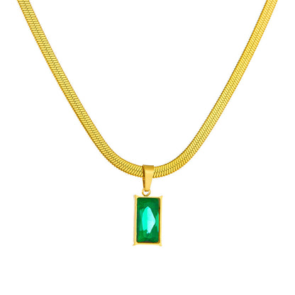 Green square snake bone chain 2025081315