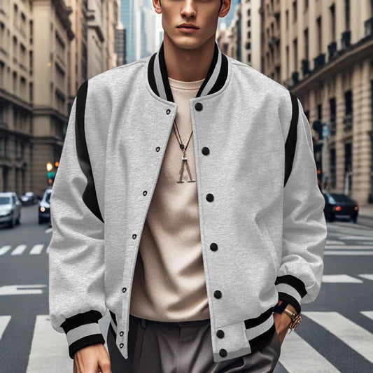 Wool cardigan with buttoned buttons baseball jacket