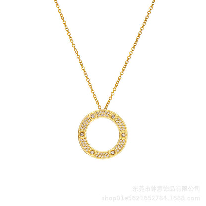 A round titanium steel light luxury necklace 2025081205