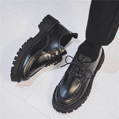 Black British-style small leather shoes 2025080707