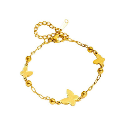 Elegant steel butterfly necklace bracelet 2025081201
