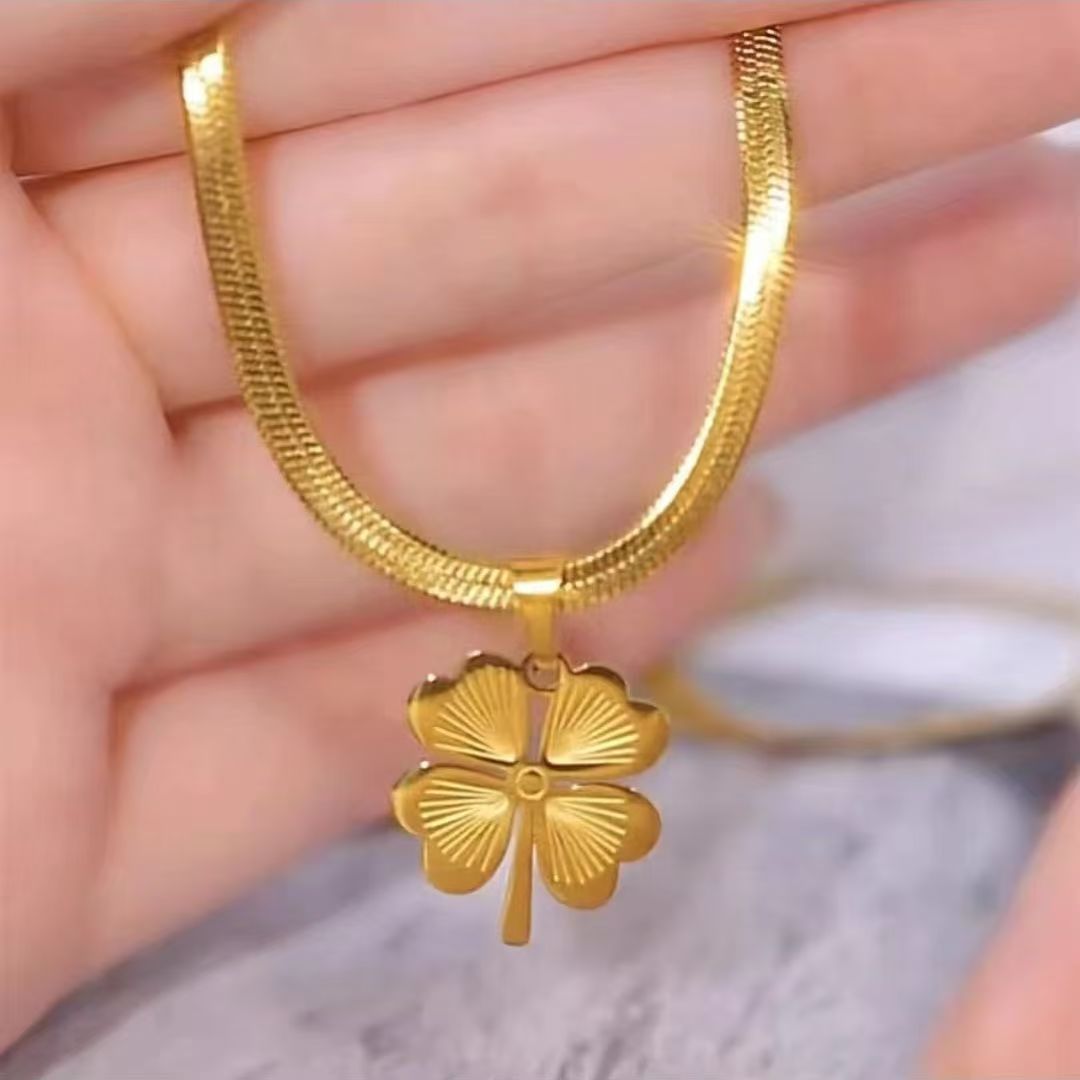 Women's four-leaf flower collarbone chain 2025081204