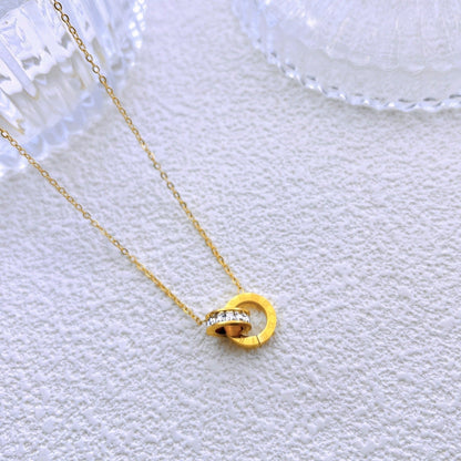 Roman double ring necklace, titanium steel necklace 2025081203