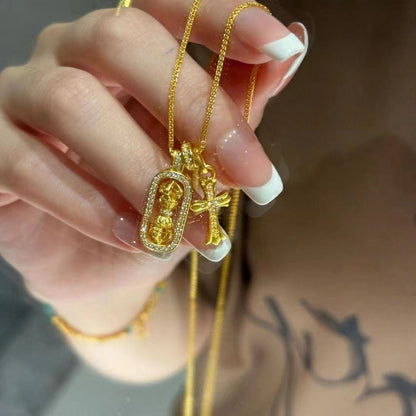 Copper alloy bow tassel necklace 2025081202