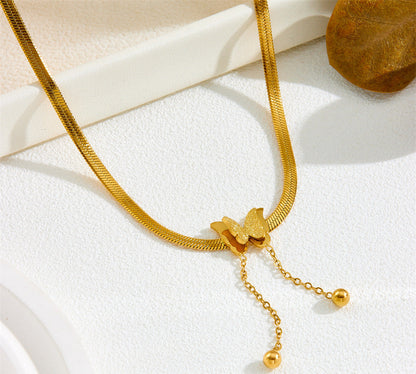 Titanium steel colorless necklace 2025081301